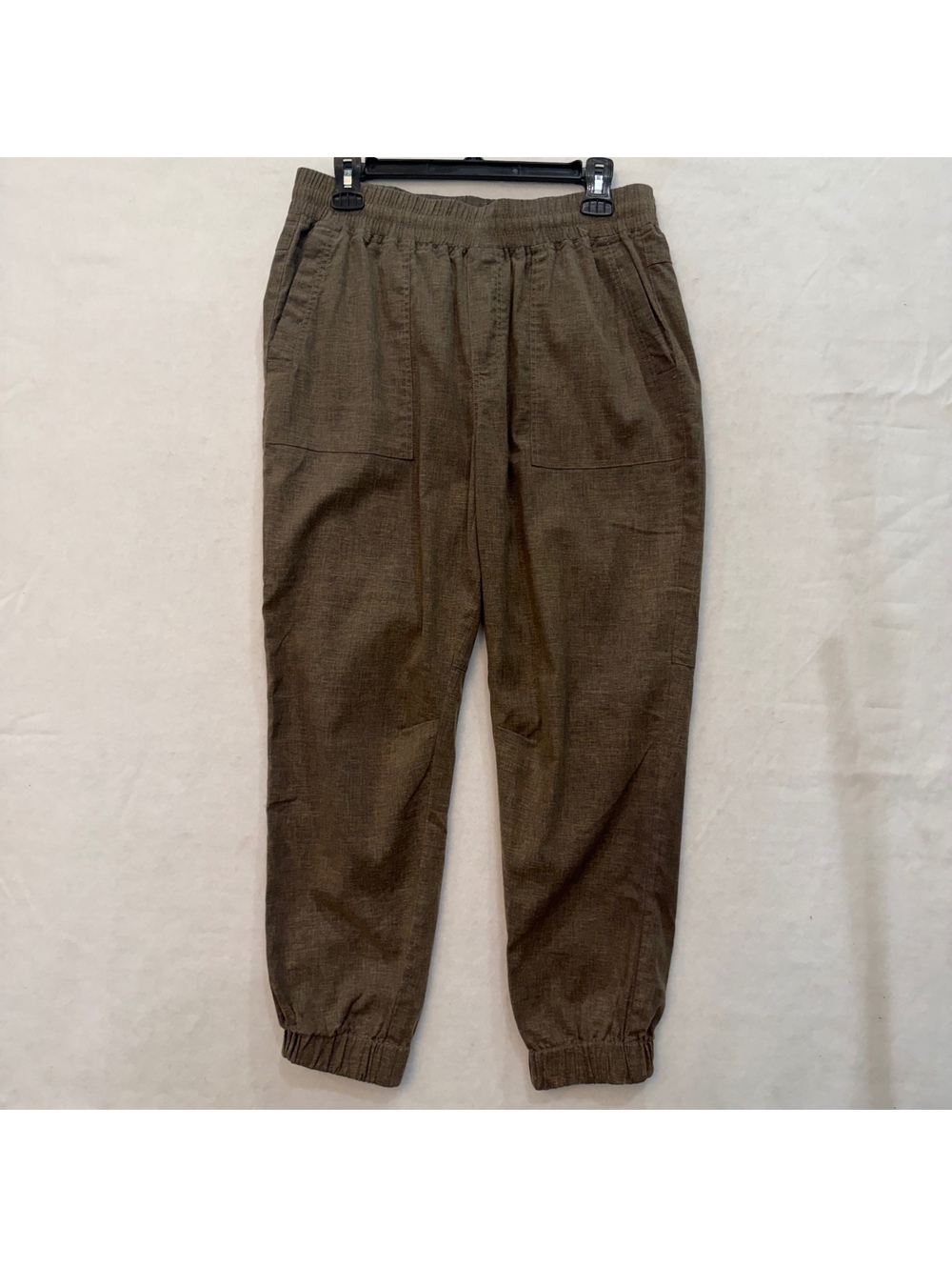 Prana Women's Mantra Jogger Size Medium Brown Hemp Blend Stretch Waist Cuff Ank
